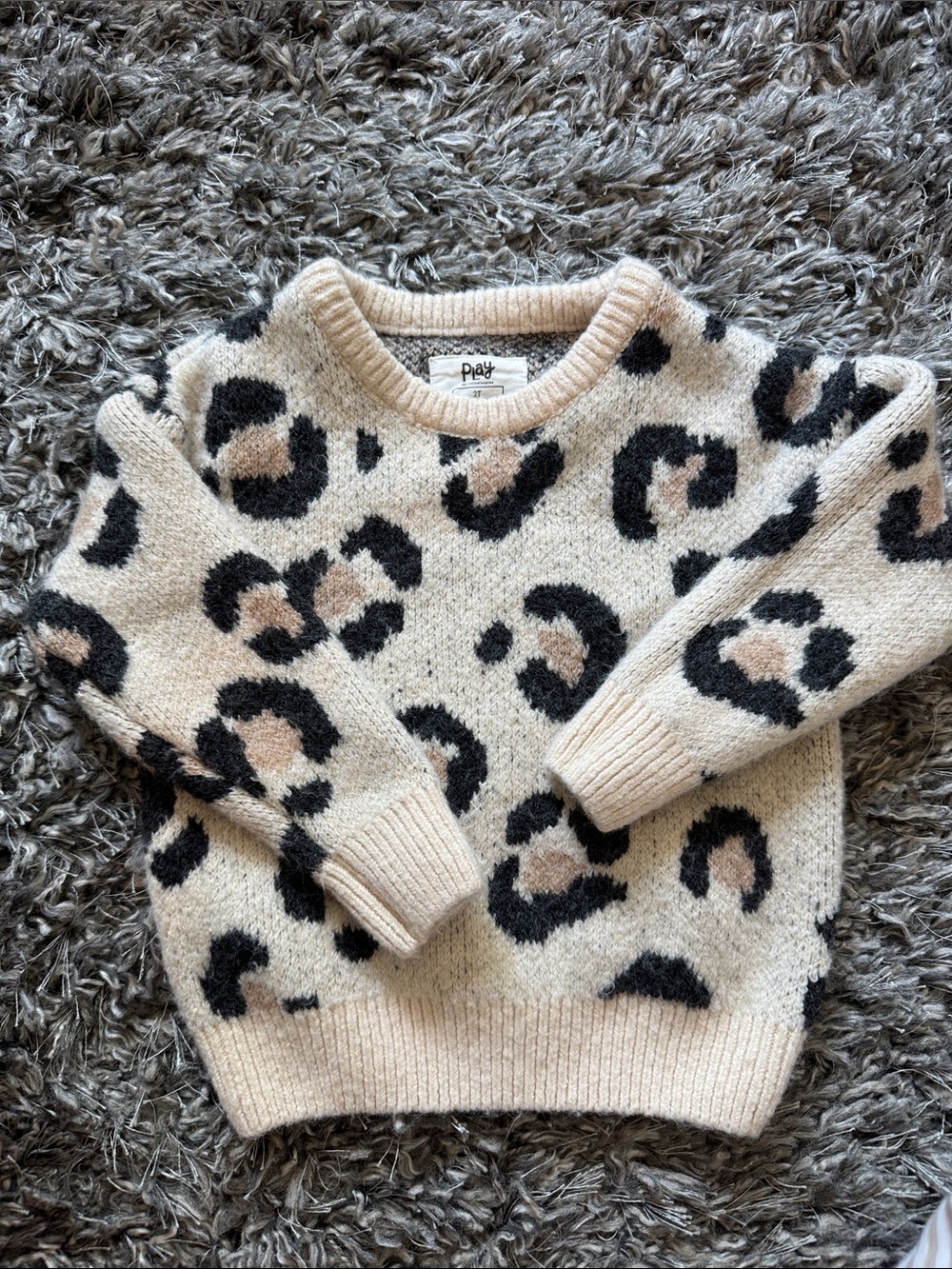 Little Sleepies Cream Leopard Print Crewneck Sweater
